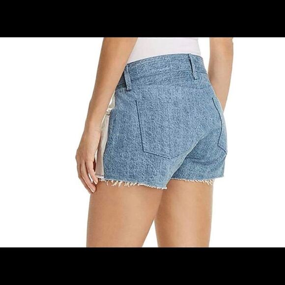 RAG & Bone TWO-TONE CUTOFF DENIM SHORTS IN DOUBLE BLUES size 30 - Picture 2 of 12